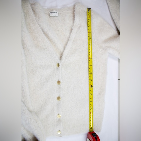 Abercrombie & Fitch Soft Eyelash Button-Down Cream Cardigan Women's Sweater Sz S - Picture 10 of 11